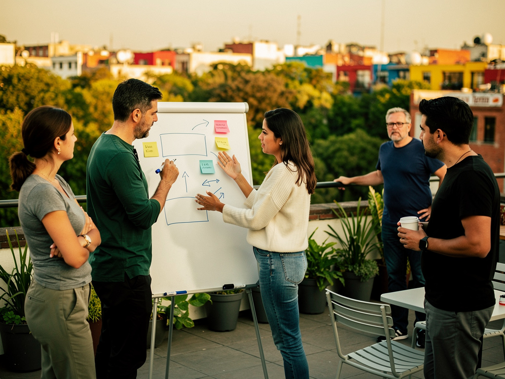 Facilitador alineando al equipo en sesión